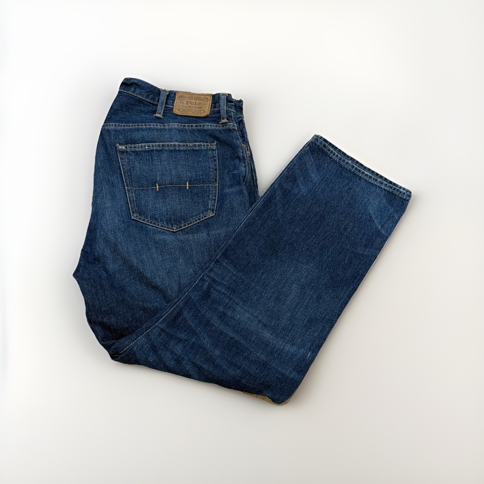 Polo Ralph Lauren Mens Hampton Straight Jeans 44bx32 Blue Denim Comfort Preppy